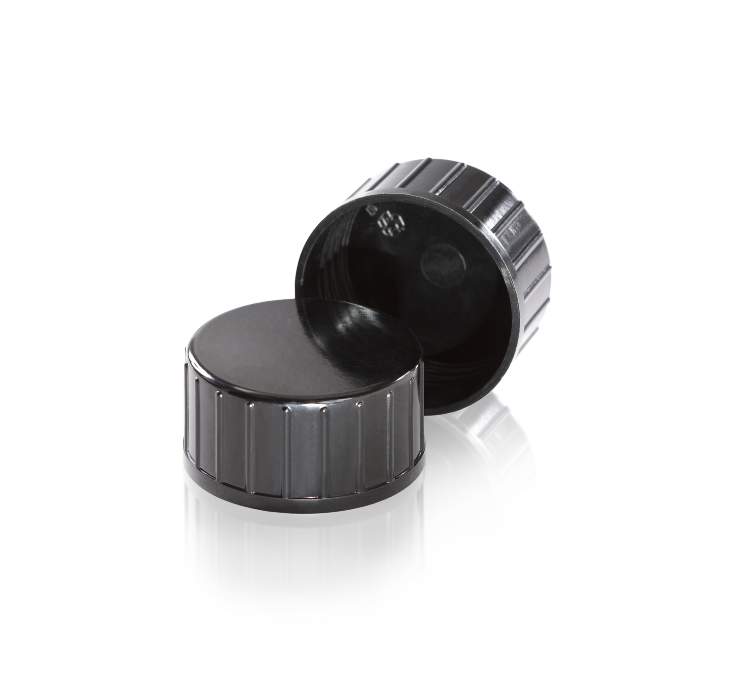 Винтовая черная крышка Gluvex без отверстия, септа PTFE/силикон, для виал 20 мл/40 мл, 100 шт./уп.